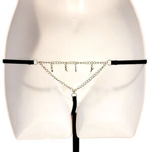 2/$20 Brand new Sexy silver chain black T-back panties